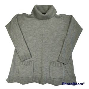 Talbots 100% Merino Wool Sweater Gray Womens L Turtleneck EUC